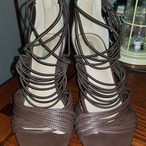 Mark by AVON Brown Strappy Wedges Size 7